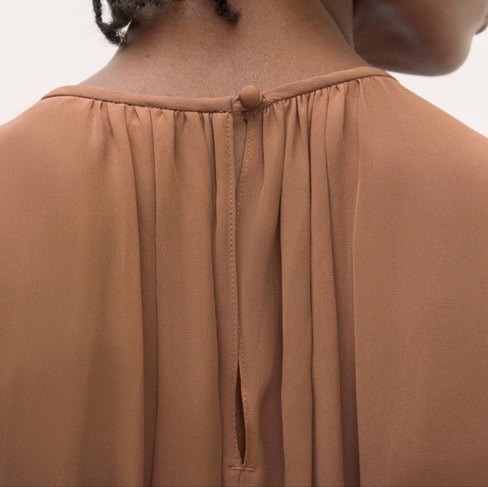 Everlane The Gathered Midi Dress in Carob Brown NWT - Picture 4 of 5